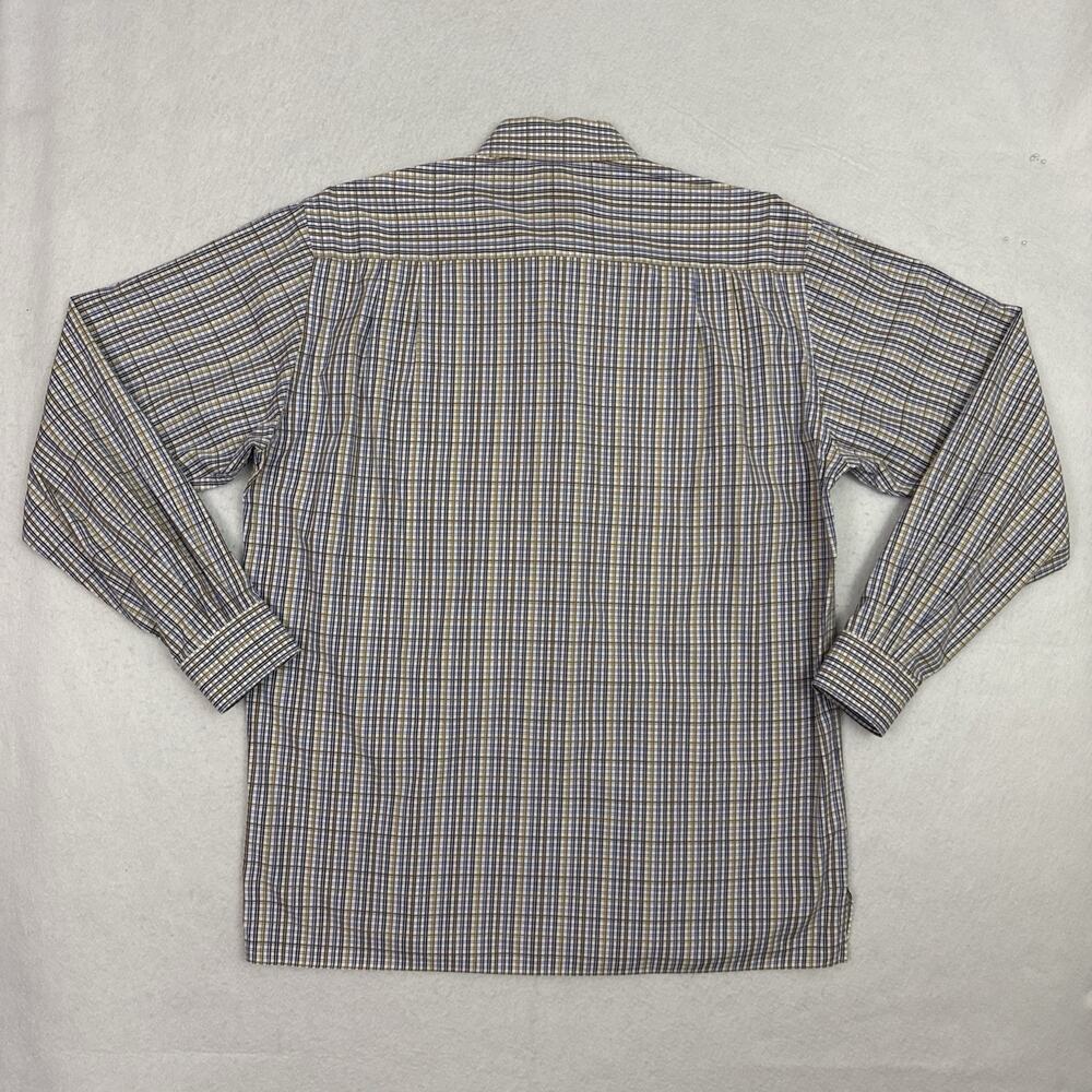 Ermenegildo Zegna Dress Shirt Mens XL Blue Brown Plaid Button Front Cotton - Picture 4 of 11